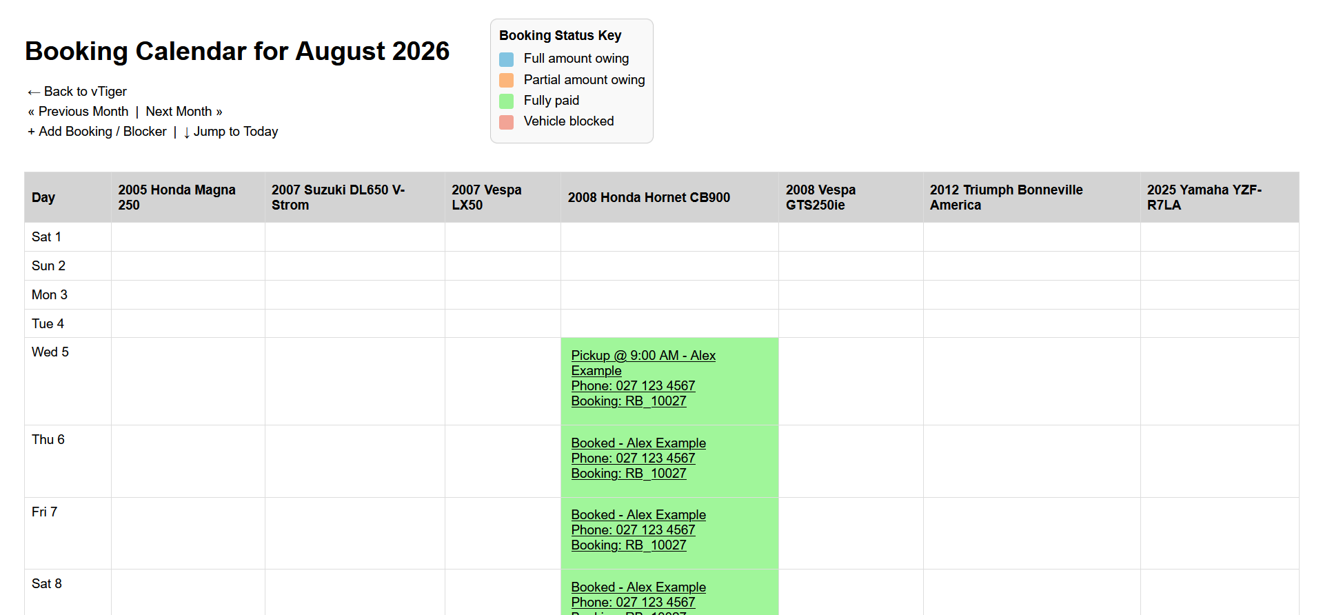 Booking Calendar screenshot