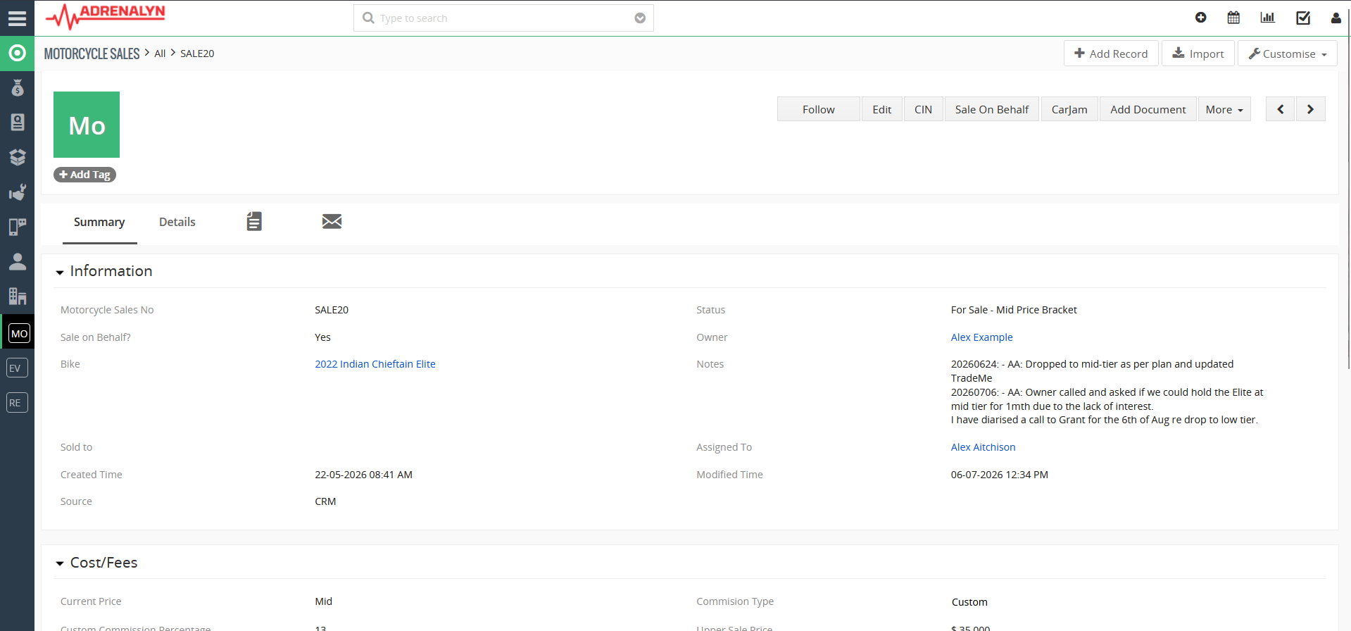 Sales and Sale-on-Behalf screenshot